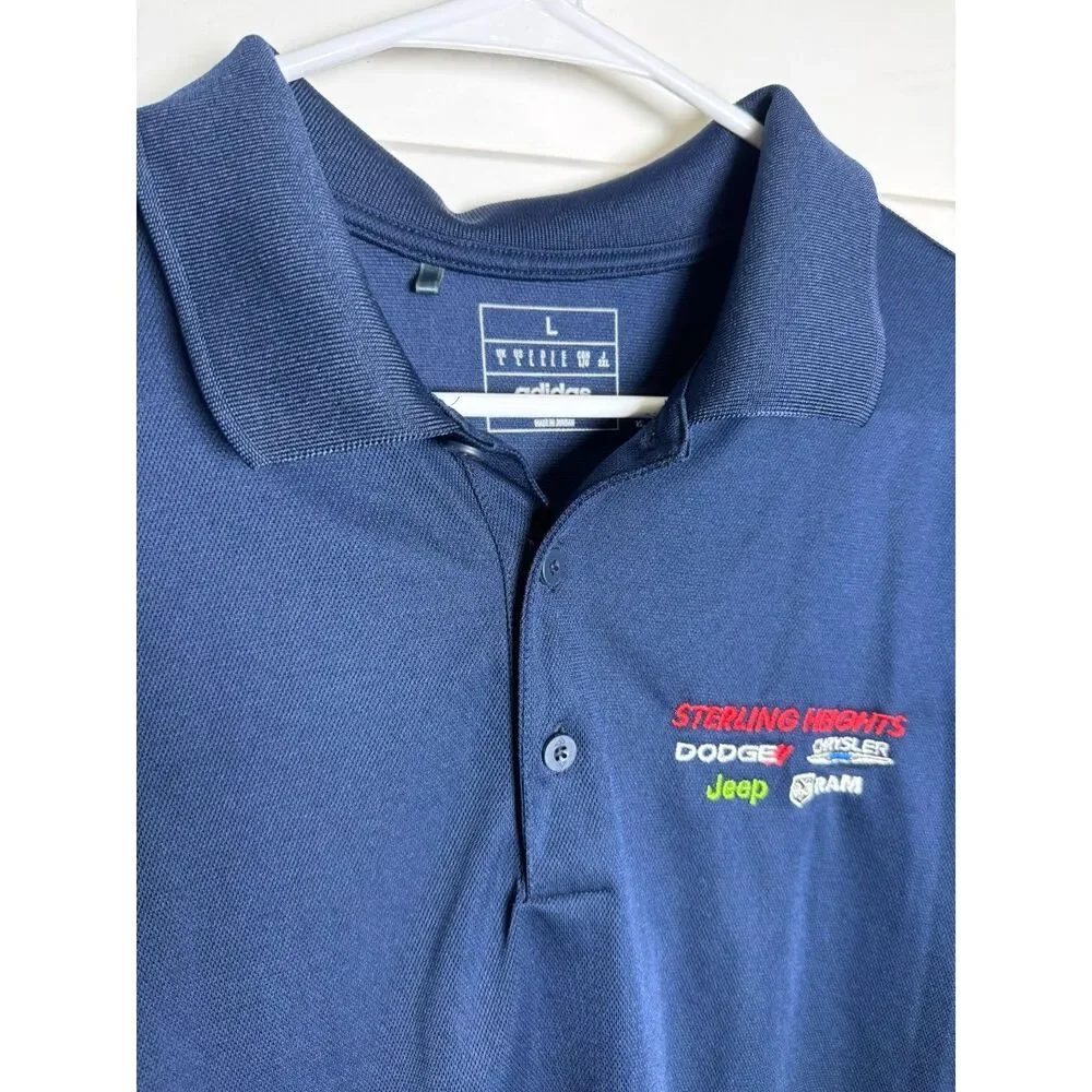 Adidas Golf Polo Men's L Navy Blue Dodge Chrysler Jeep Ram Logo Shirt